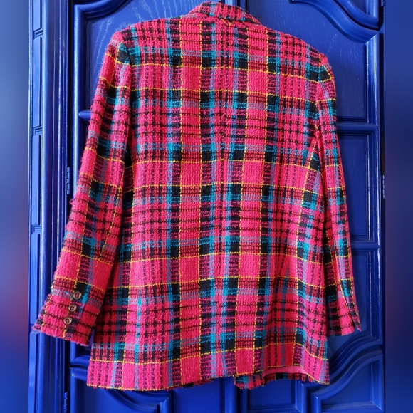 Vintage CHAUS Long Magenta Tweed Blazer - Picture 3 of 16